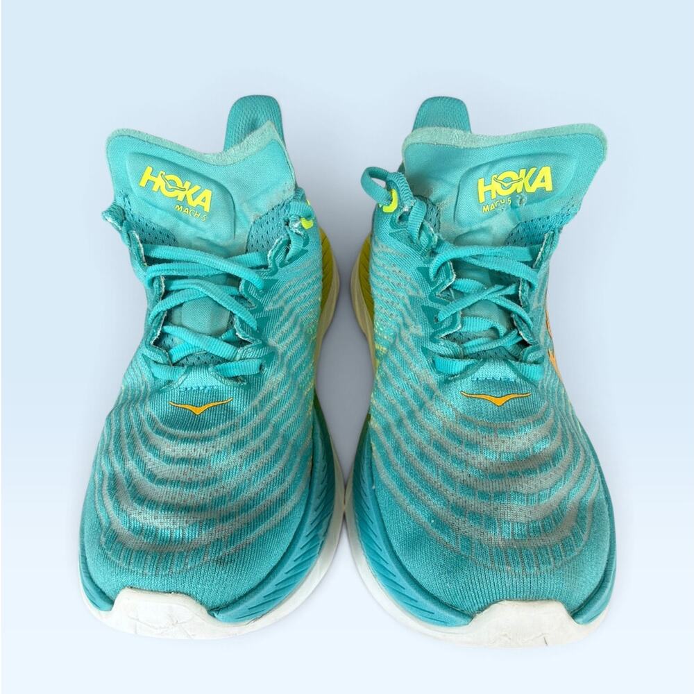 HOKA Mach 5 Women’s Size 8B Turquoise Yellow Running Shoes - Picture 3 of 13
